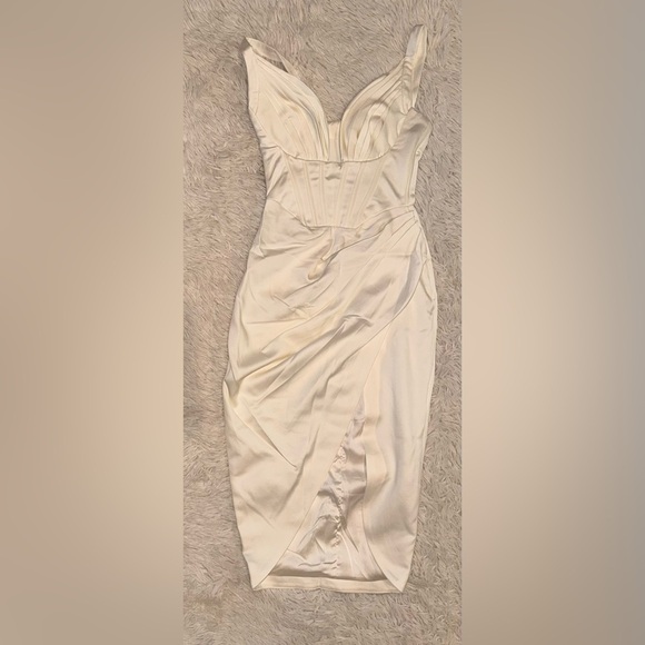 NWOT House of CB Faye ivory satin corset midi dress sz XS - Picture 5 of 9